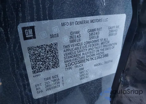 2019 Chevrolet Colorado Wt from USA, damaged, VIN 1GCGSBEN7K1162388